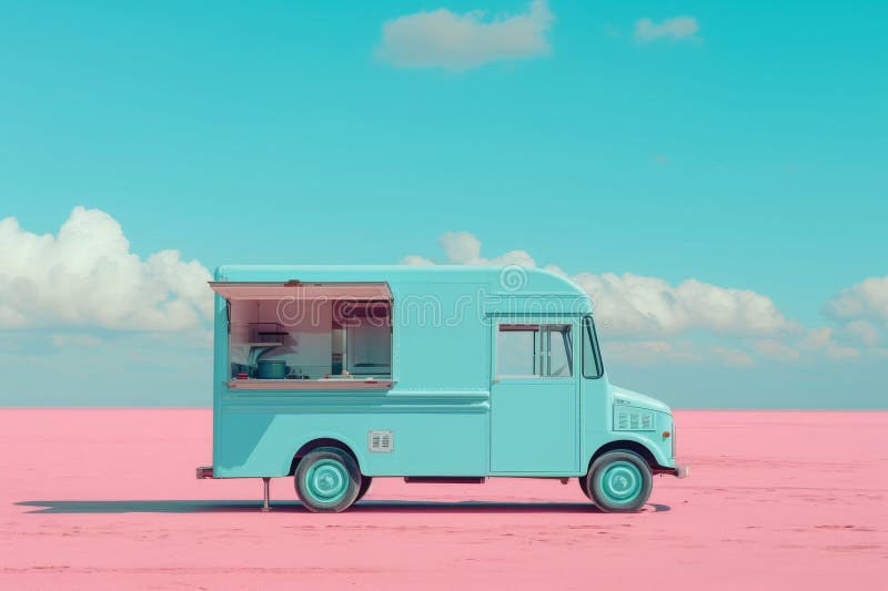 A Van with Street Food. a Food Truck Stock Photo - Image of restaurant