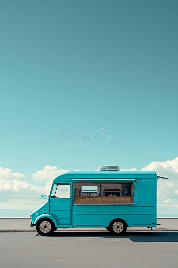 A Van with Street Food. a Food Truck Stock Photo - Image of truck