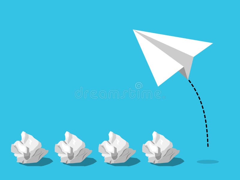 Van voorlopige samengedane document geboren ballen een nieuw succesvol die idee door vliegtuig of vliegtuigdocument te vliegen wo vector illustratie Van voorlopige samengedane document geboren ballen een nieuw succesvol die idee door vliegtuig of vliegtuigdocument te vliegen wo vector illustratie