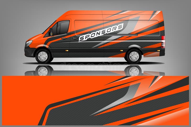 Van Wrap Livery-ontwerp Het klaar ontwerp van de drukomslag voor Bestelwagen - Het vector stock illustratie Van Wrap Livery-ontwerp Het klaar ontwerp van de drukomslag voor Bestelwagen - Het vector stock illustratie