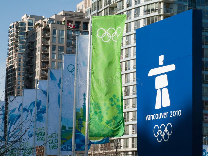 Vancouver 2010 - Olympische Banners stock fotografie Vancouver 2010 - Olympische Banners stock fotografie