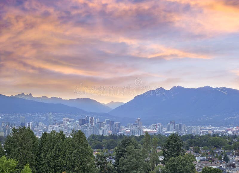 Vancouver BC City at Sunset