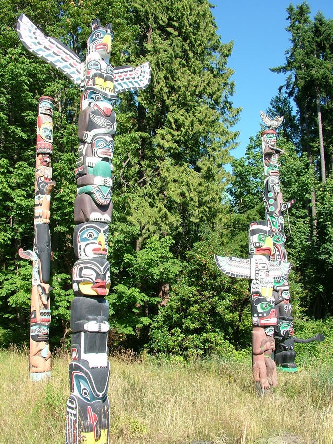 Totem Poles at Brockton Point in Stanley Park in Vancouver Editorial ...