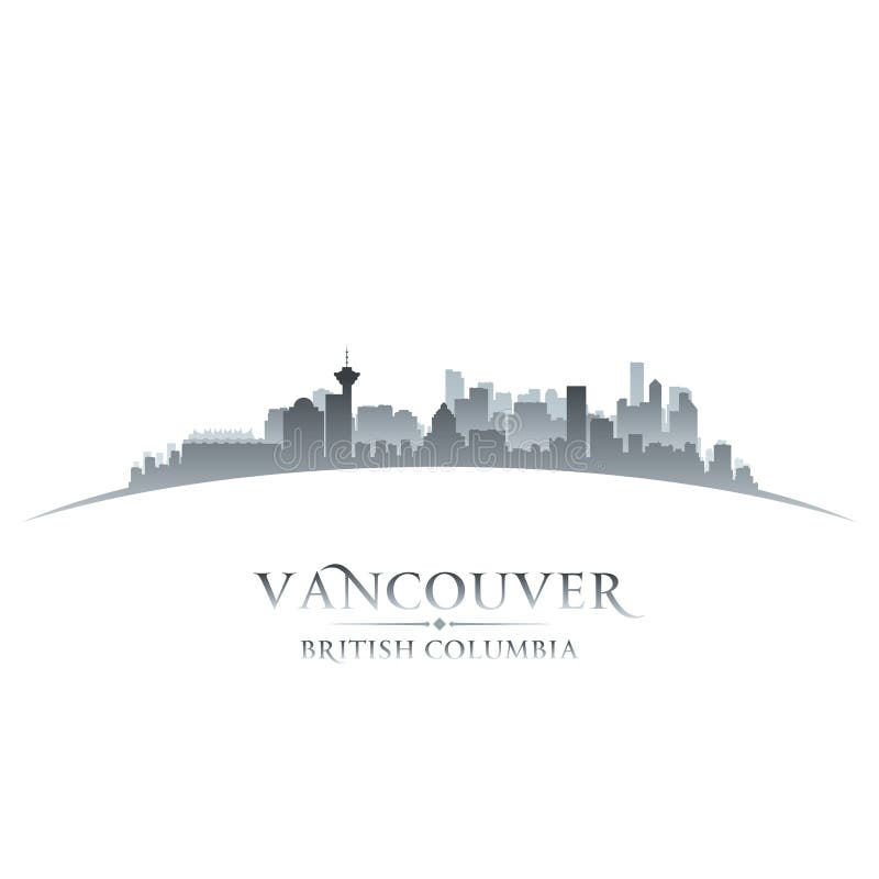 Vancouver British Columbia city skyline silhouette white background