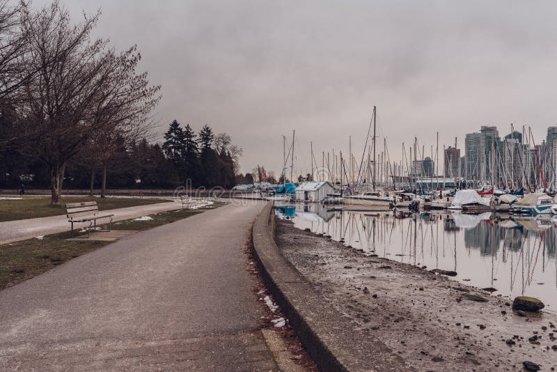 Vancouver British Columbia/Kanada - December 24 2017: Sikt till S royaltyfri foto Vancouver British Columbia/Kanada - December 24 2017: Sikt till S royaltyfri foto