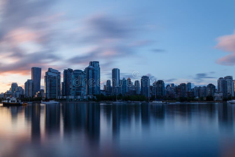 Vancouver, Canada - Circa 2019 : Vancouver`s Yaletown as seen from False Creek stock image Vancouver, Canada - Circa 2019 : Vancouver`s Yaletown as seen from False Creek stock image