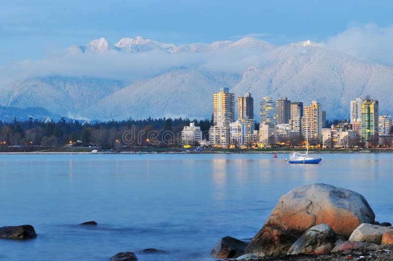 Vancouver cityscape and grouse mountain