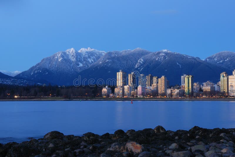 Vancouver cityscape with grouse mountain