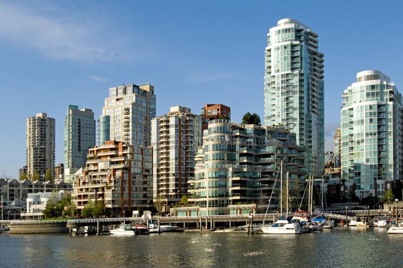 Downtown Vancouver from Granville island in spring. Vancouver skyscraper stock images, royalty-free photos and pictures