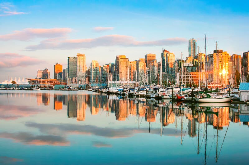 Vancouver skyline at sunset, BC, Canada