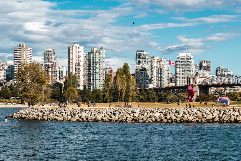 Vanier Park View from Kitsilano Beach in Vancouver, Canada Editorial