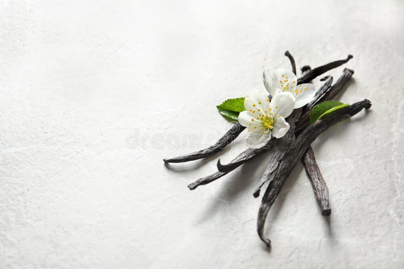 Vaniljpinnar och blommor royaltyfri bild