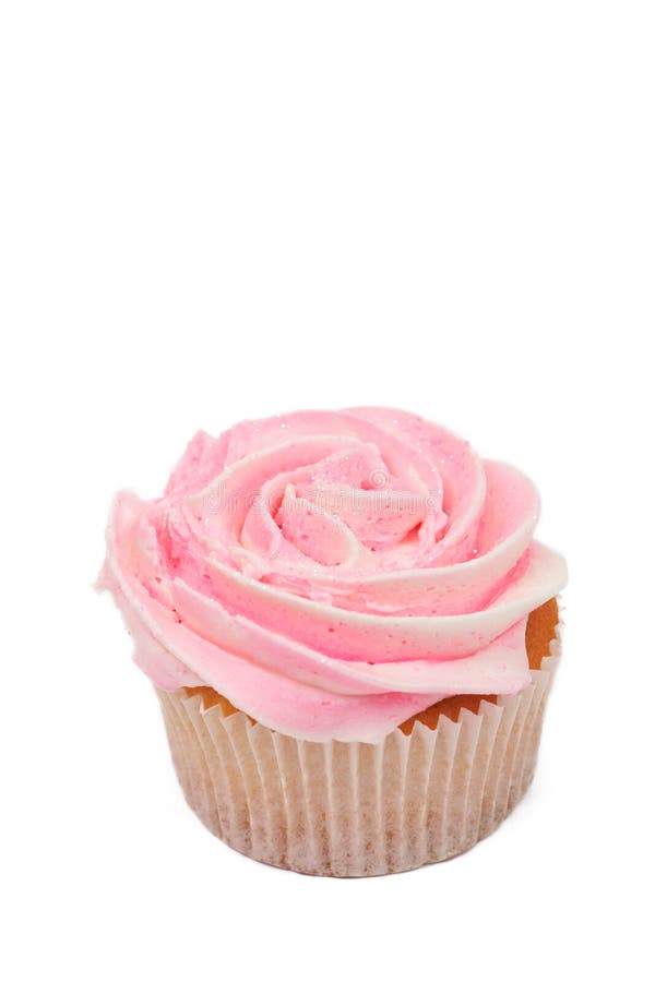Vanilla Cupcake with Pink Rose Icing Stock Photo - Image of culinary ...