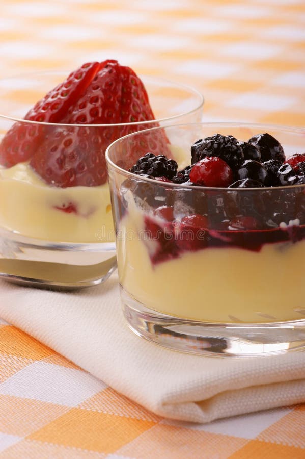 Vanilla custard with berries