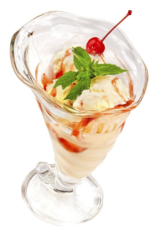 Vanilla ice-cream with cherry