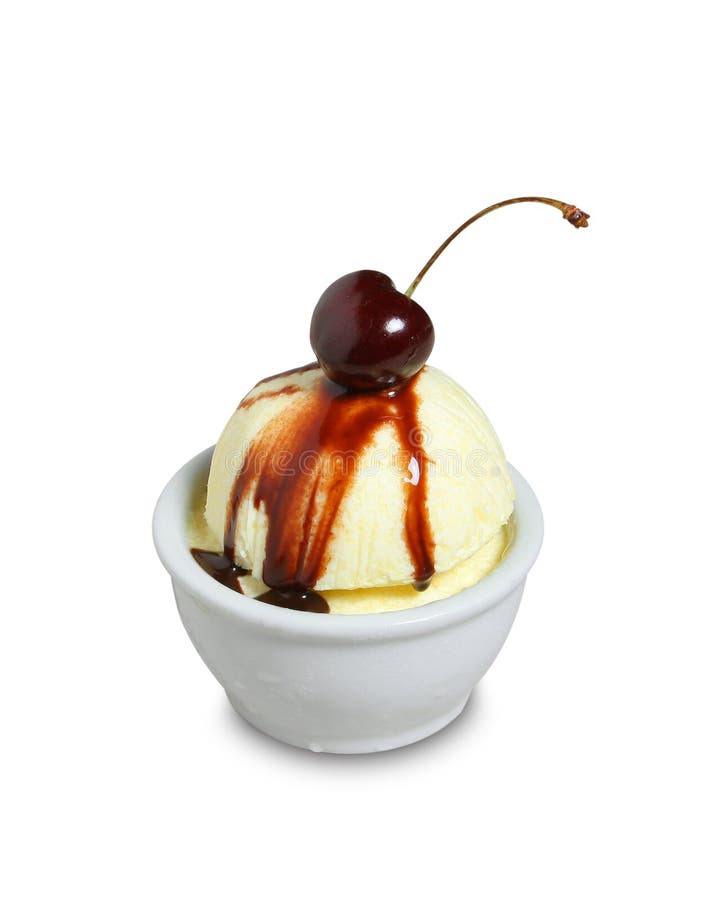Vanilla ice cream with cherry