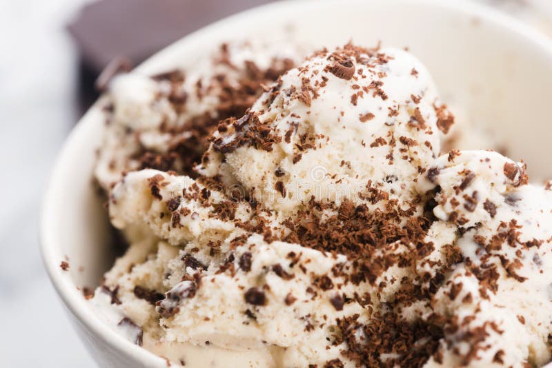 Vanilla Ice Cream with Chocolate Chips - Straciatella Stock Image ...