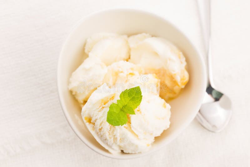 Vanilla Ice kräm med mintkaramellen i bunke arkivbilder Vanilla Ice kräm med mintkaramellen i bunke arkivbilder