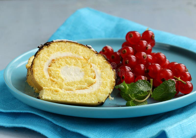 Vanilla Roll Cake with Chocolate Ganache Stock Image Image of sponge