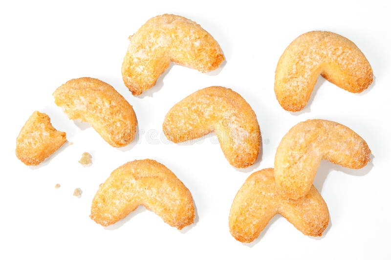 Vanillekegels over wit worden geïsoleerd dat stock fotografie