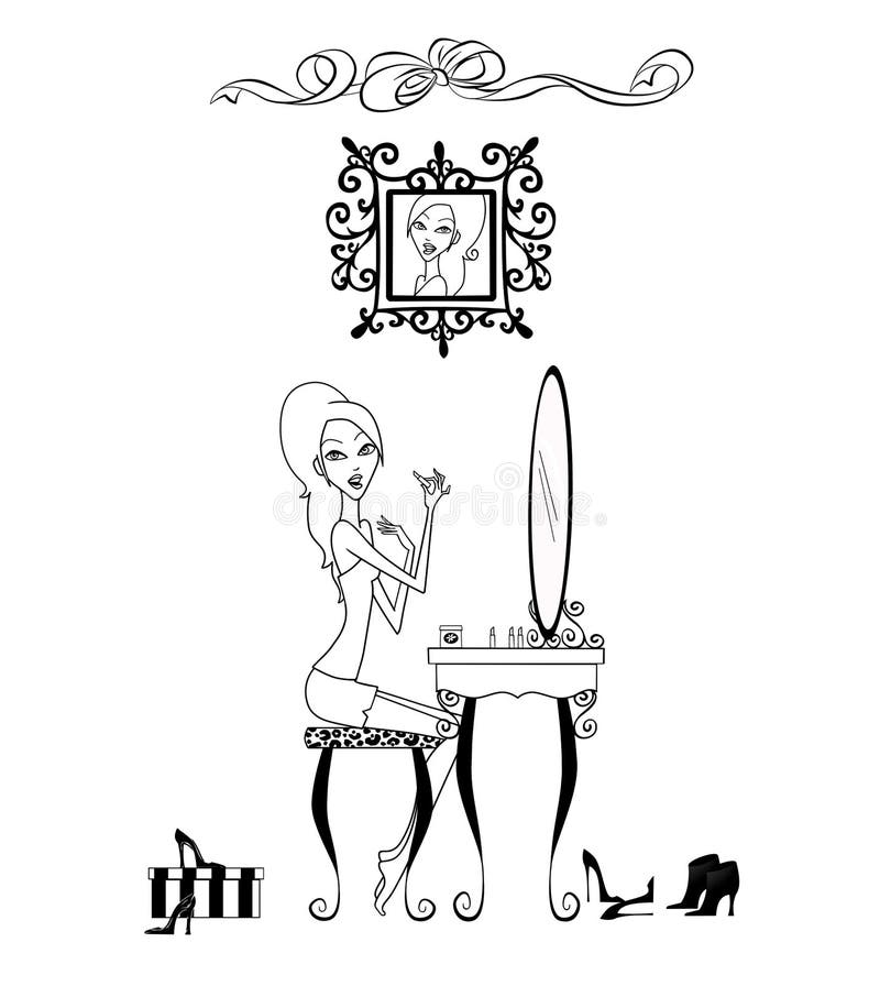 Vanity Girl stock illustration. Illustration of cosmetics 18983284