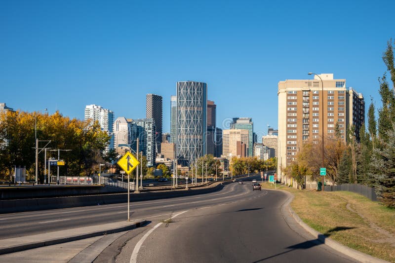 Uitzicht op de binnenstad vanuit Bridgeland stock foto's