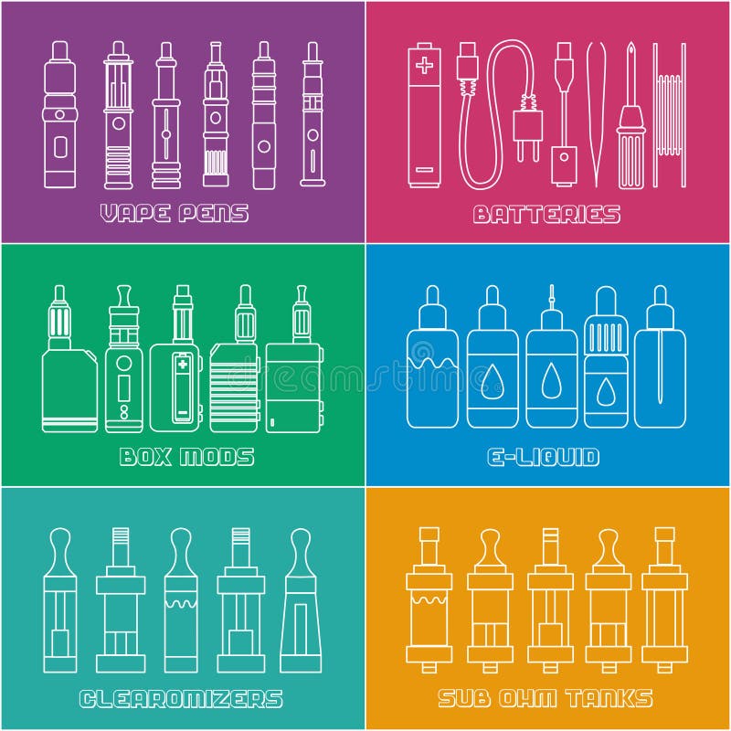 Vape shoppar royaltyfri illustrationer Vape shoppar royaltyfri illustrationer
