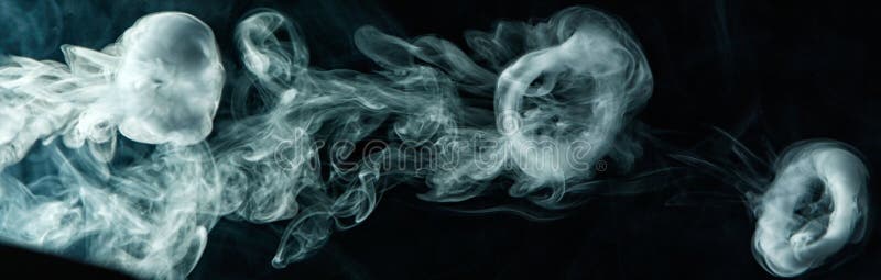 Vape trick smoke ring on dark background.