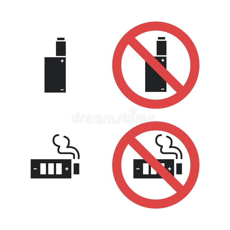 Vaping device not allowed forbidding sign. Vector icon illustration isolated on white royalty free illustration Vaping device not allowed forbidding sign. Vector icon illustration isolated on white royalty free illustration