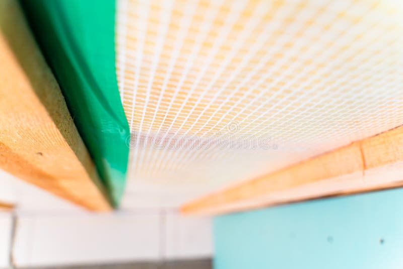 Vapor Barrier on the Ceiling Closeup. Insulation Insulation from