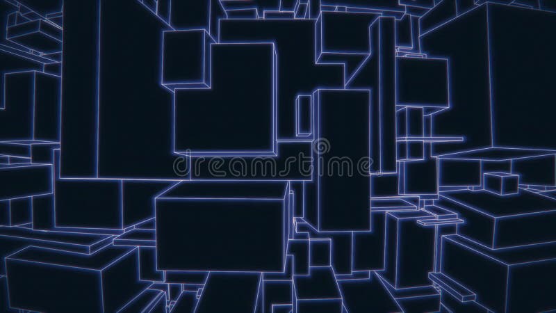 Vaporwave Neon Block City Loop 4k Retro Futuristic 3D Flythrough Animation illustration libre de droits