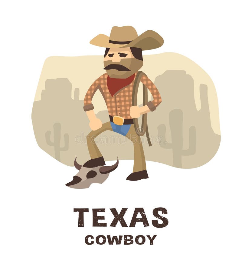 Vaqueiro de Texas em um estilo tirado mão ilustração stock Vaqueiro de Texas em um estilo tirado mão ilustração stock