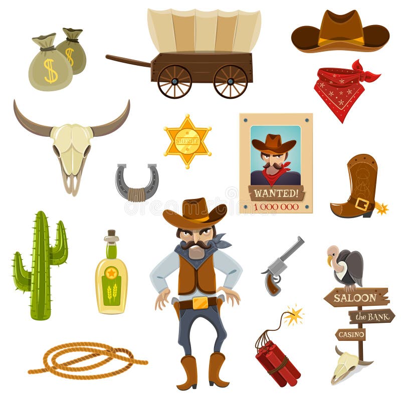 Vaqueiro Icons Set ilustração do vetor Vaqueiro Icons Set ilustração do vetor