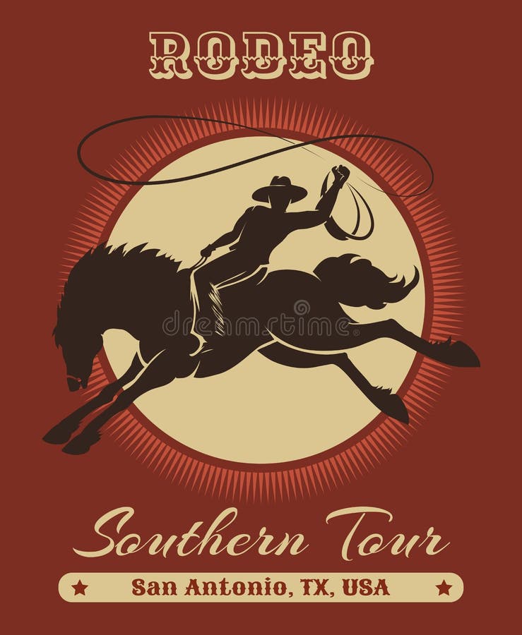 Vaqueiro Poster do rodeio ilustração stock Vaqueiro Poster do rodeio ilustração stock