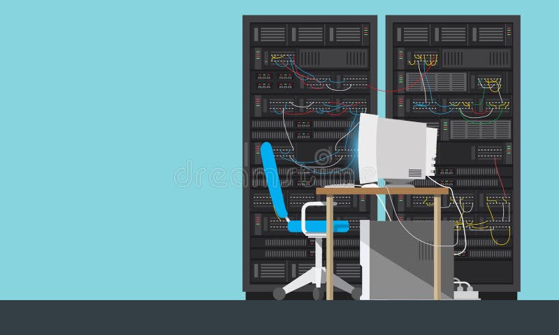 Varande värd server för funktionsdugligt rum för datorhall tekniskt royaltyfri illustrationer