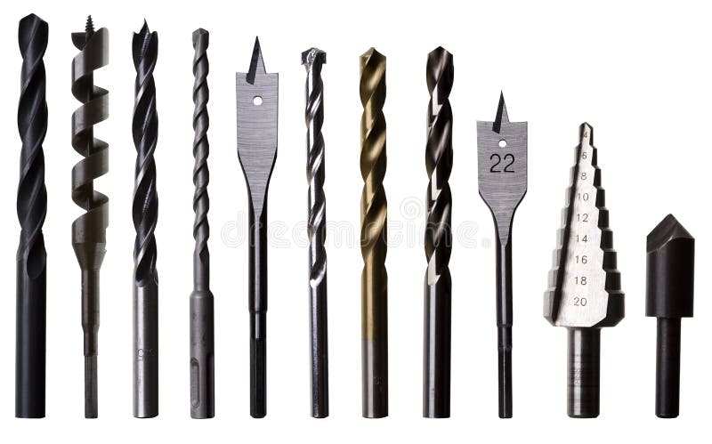 Vari bit di trivello per metallo, legno e la massoneria fotografia stock Vari bit di trivello per metallo, legno e la massoneria fotografia stock