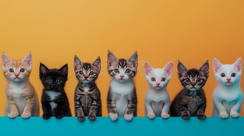 Vari cani e gatti condividono momenti di gioia in un ambiente vivace e colorato fotografia stock libera da diritti