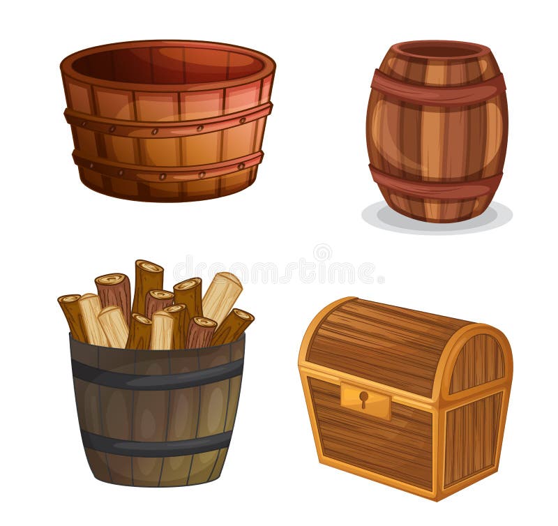 Oggetti In Legno Più Venduti Online Vari oggetti di legno illustrazione vettoriale. Illustrazione di