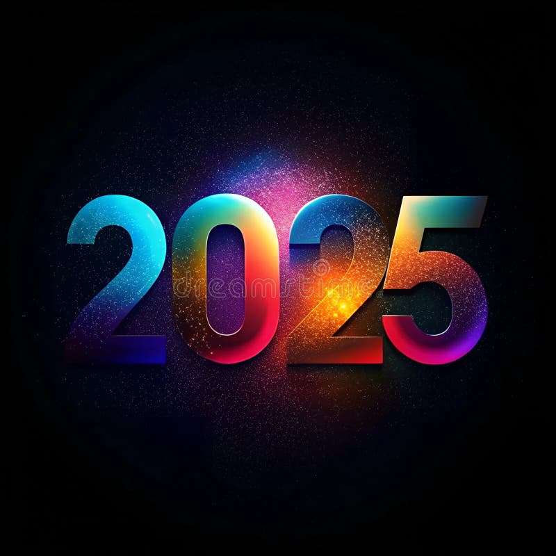 Varianten Gradientenfarbnummer2025auf schwarzem Hintergrund. generative Hilfe. vektor abbildung