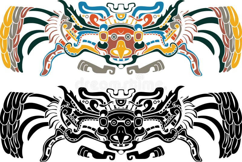 Variantes aztèques du wn deux de pochoir d'oiseau illustration stock Variantes aztèques du wn deux de pochoir d'oiseau illustration stock
