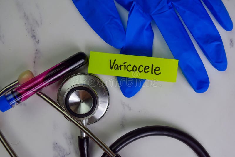 Varicocele write on sticky notes isolated on Wooden Table