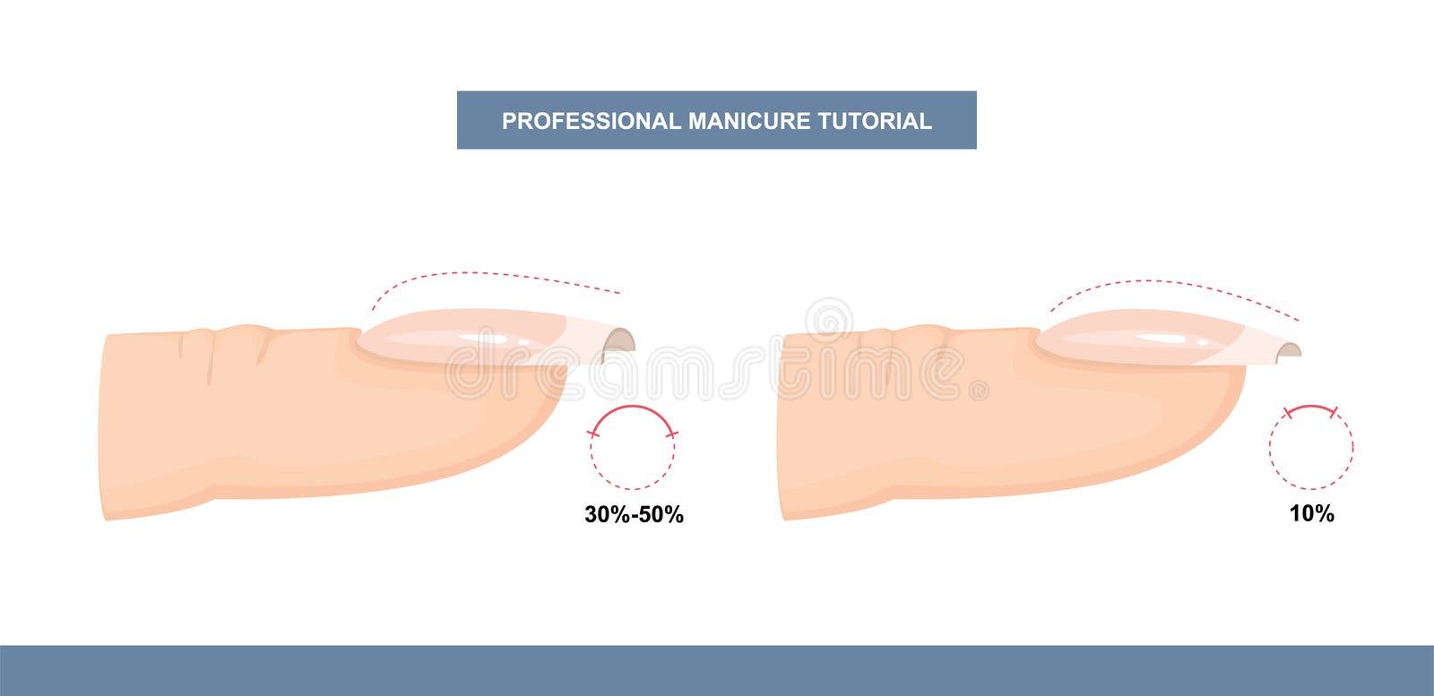 Varie forme di piastra metallica Vista laterale Apice e curva C di grandine Guida alla Manicure Professionale Vettore Varie forme di piastra metallica Vista laterale Apice e curva C di grandine Guida alla Manicure Professionale Vettore