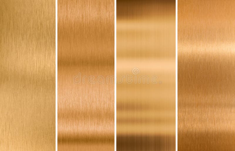 Varie strutture bronzee spazzolate del metallo fissate fotografia stock Varie strutture bronzee spazzolate del metallo fissate fotografia stock