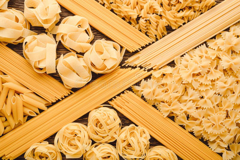 A Varied Assortment of Pasta Types Top View Stock Photo Image of