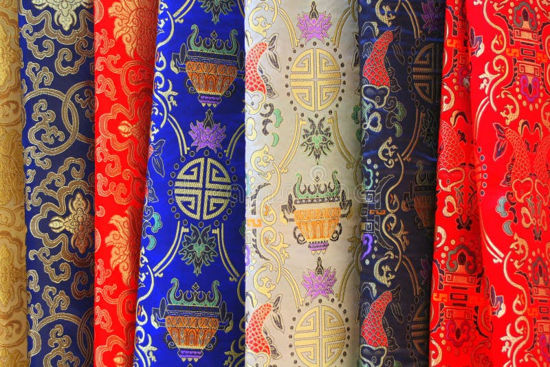 Variedad de telas chinas foto de archivo. Imagen de chino 86593642