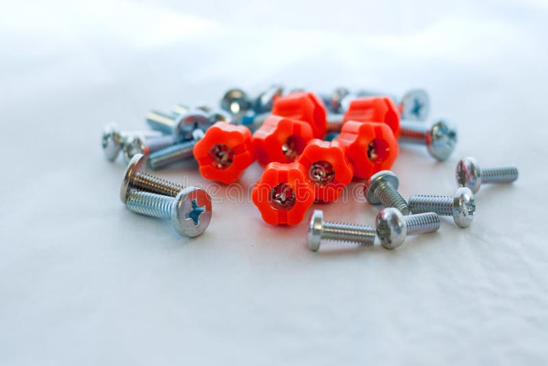 Variedad De Tornillos Y De Tornillos De Apriete Manual Foto de archivo