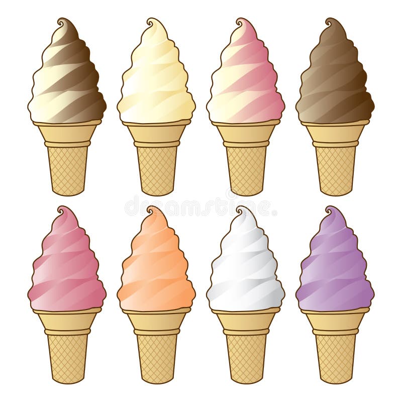 Variedades suaves del cono de helado del servicio del vector
