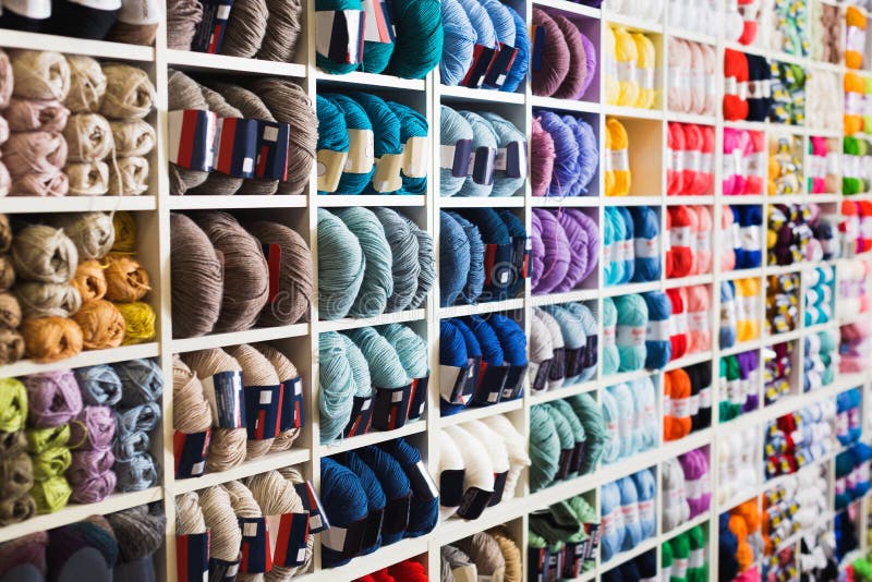 Variegated Yarns for Knitting on Shop Shelf Stock Photo Image of