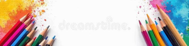 Varietatea de instrumente de desen dispuse pe marcatori cu foi albe pentru ilustrații stock illustration