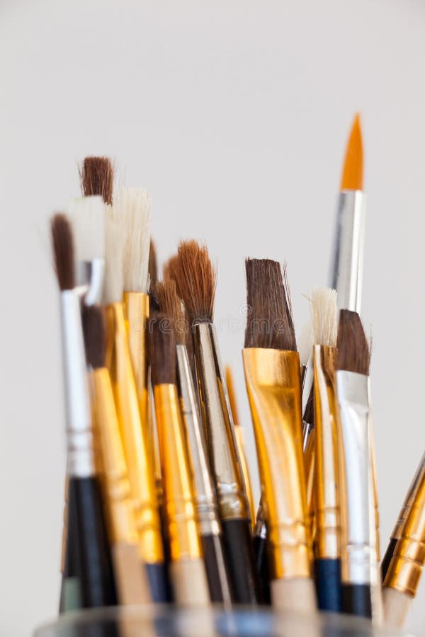 Varieties Paint Brushes Glass Jar Stock Photos Free & RoyaltyFree